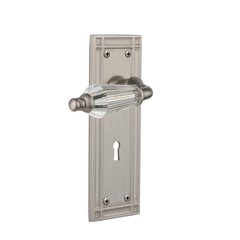 Nostalgic Warehouse MISPRL Complete Mortise Lockset Mission Plate with Parlour Lever in Satin Nickel